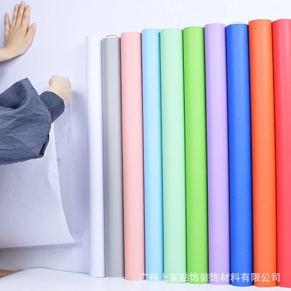 Solid color thickened wallpaper plain color self-adhesive candy color matte Boeing film furniture renovation sticker matte waterproof sticker