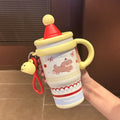 Popular cartoon cute pet with handle cute pendant girly heart student ins style large capacity 316 handle thermal insulation