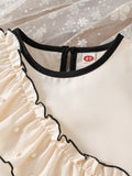 cross-border girls' fashion set: european & american style ruffle-trim top + bowknot shorts two-piece outfit