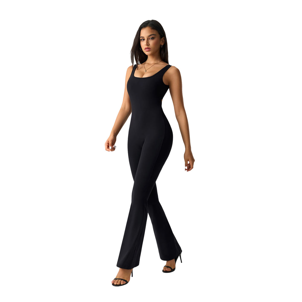 sexy backless bodysuit peach lift butt workout gym outfit flare leg yoga suit women dlt005