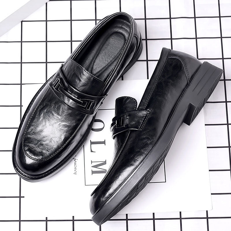 Leather shoes for men, business formal wear, casual men's live broadcast, spring new arrival british style work, korean style cross-border slip-on leather shoes