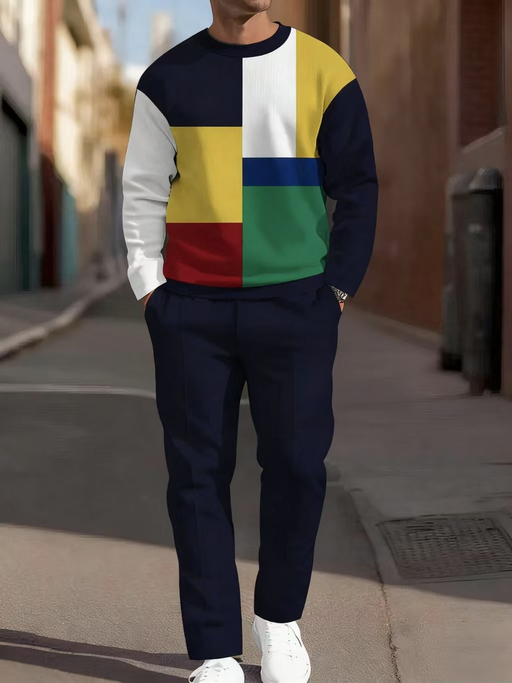 cross-border e-commerce 3d digital print men's autumn/winter new casual fitted long-sleeve hoodie and pants set