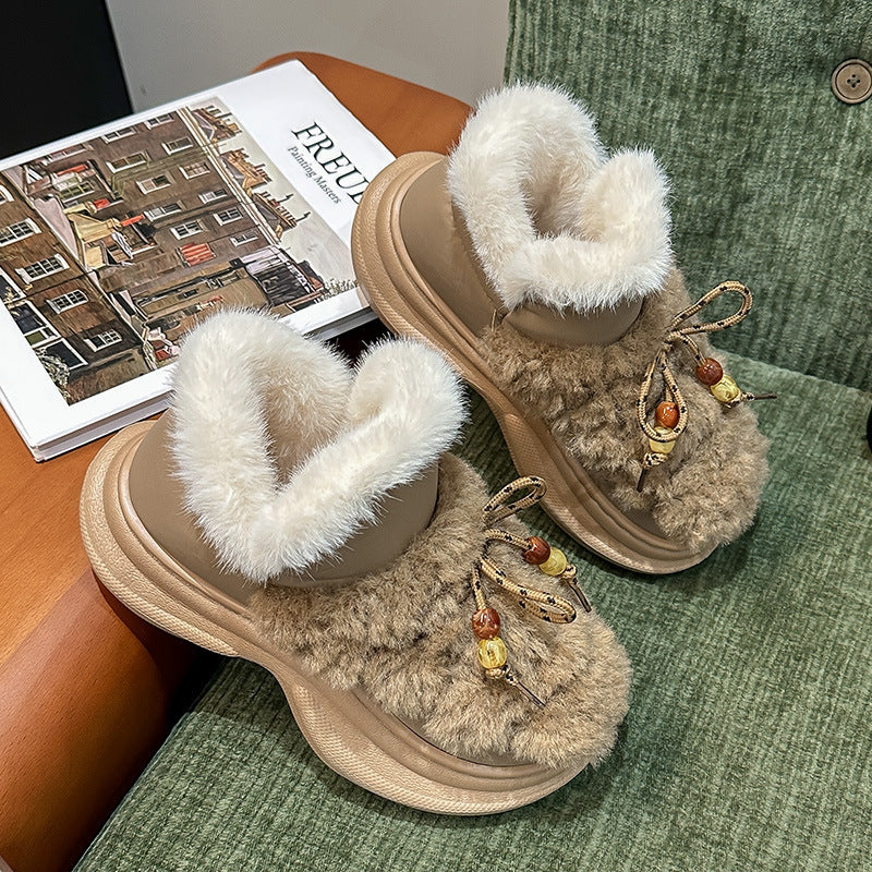 plus sizethick solefashion sports cotton boots for women  winternew arrivalfleece-linedthickenedfashionthick soleincrease