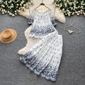 Heavy embroiderflower vest skirt elegancesuit women's summerslimming looklooseeleganttwo-piece setwork clothing style