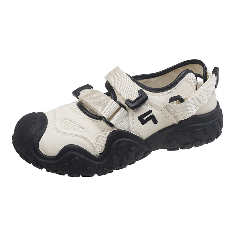 Thick sole baotou sports sandals for women 2026new arrivalspring & fall breathable cut out mesh dad shoes