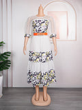 African  women's printed patchwork dress, european and american cross-border foreign trade fashion casual polka dot skirt, plus size