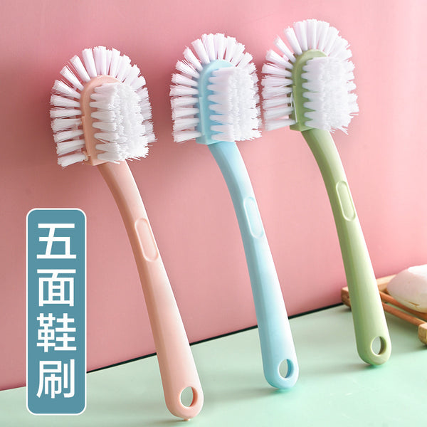 Shoe brush Five-sided brush Long handle soft bristle household special non-injury brush Shoes children's baby plastic laundry shoe brush