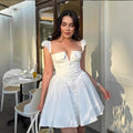 Fashion cross-border women's clothing  early spring pure color flying sleeves v neck buttons waist pleated short elegantdress