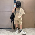 Boys' summer short-sleeve outfit: new  styles for mid-to-large children - cool, stylish, and trendy summer sportswear for boys