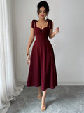 european and american cross-border chic french design vacation purple dress