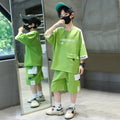 Boys' summer outfit set: new  styles for mid-to-large children - lightweight, trendy, short-sleeve activewear for boys