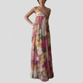 women's summer dress - european and american export fashion, trendy vacation style printed bandeau backless dress