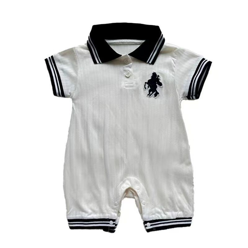 Summernew arrivalk-style baby style polo collar short-sleeved khaki baby boy outwear romper super cute one-piece