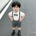Boys' summer outfit  new style: children's overalls, performance costume, preppy style, baby's first birthday dress, two-piece summer set