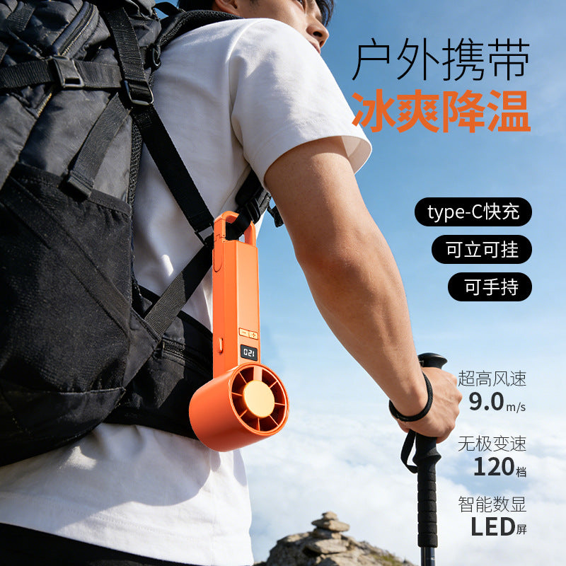 Southeast asia's hottest new high-speed handheld fan: portable outdoor mini fan with hook, digital display, and usb charging