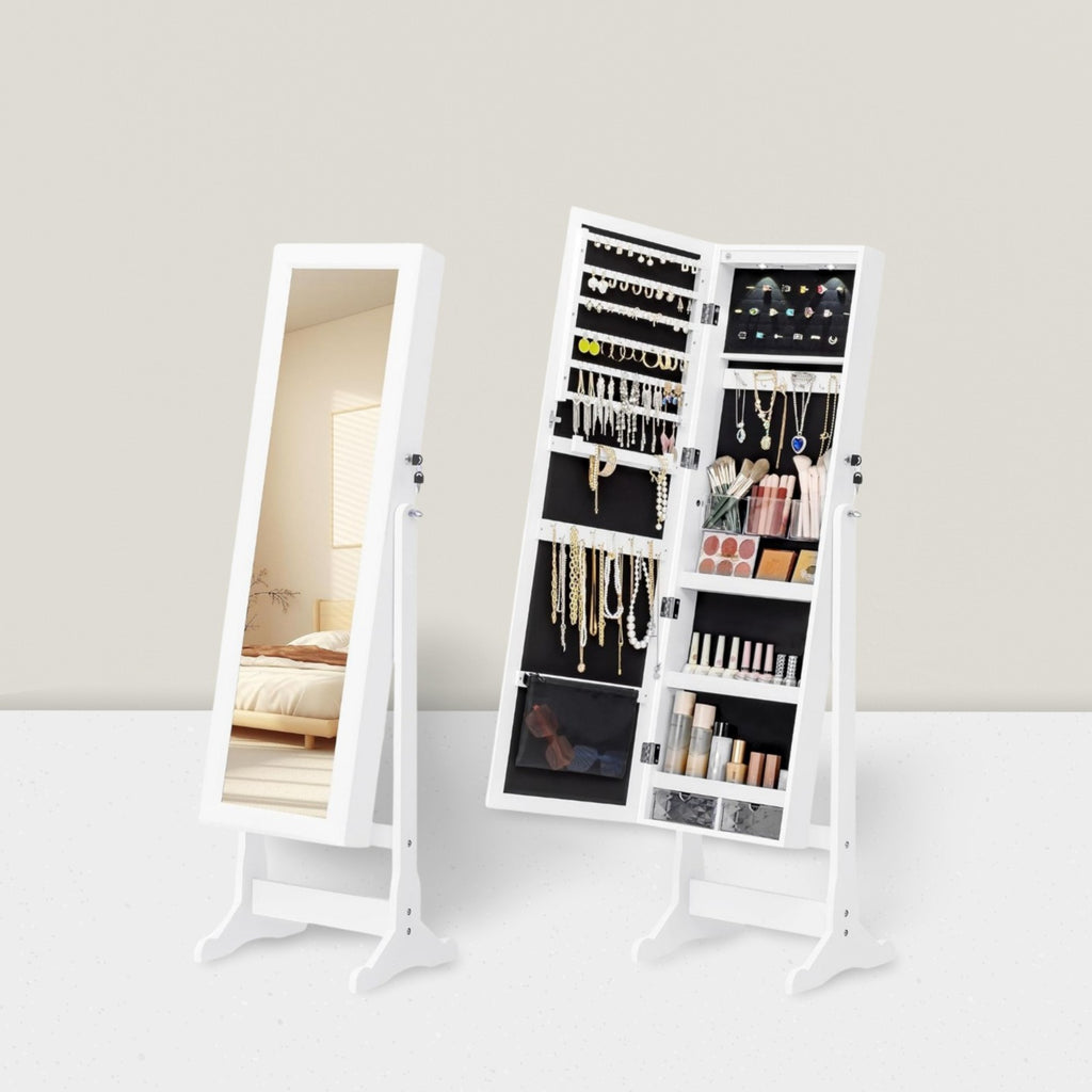 Solid wood floor-to-ceiling full-length mirror full-length mirror cabinet multi-functional bedroom rotating jewelry storage fitting mirror home