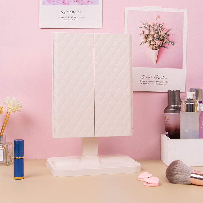 LED desktop makeup mirror 2-in-1 shell three-sided storage box folding dressing mirror smart fill light beauty mirror