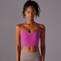 New solid color double-sided nylon semi-fixed cup training high-impact sports bra tight high-elastic fitness tank top for women