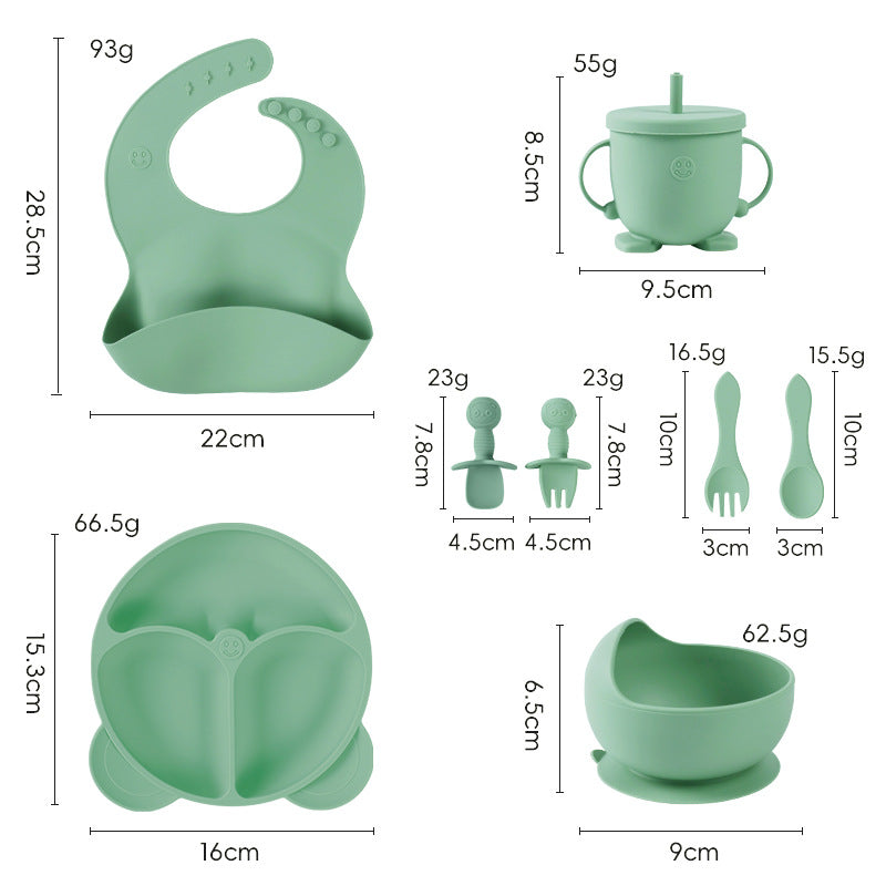 bestselling silicone baby feeding set: infant supplies, baby food bowl, fork, spoon, bib, and utensil set