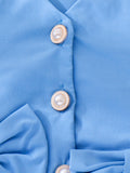 Children's clothing shein cross-border girl suit blue vest + shorts two-piece set