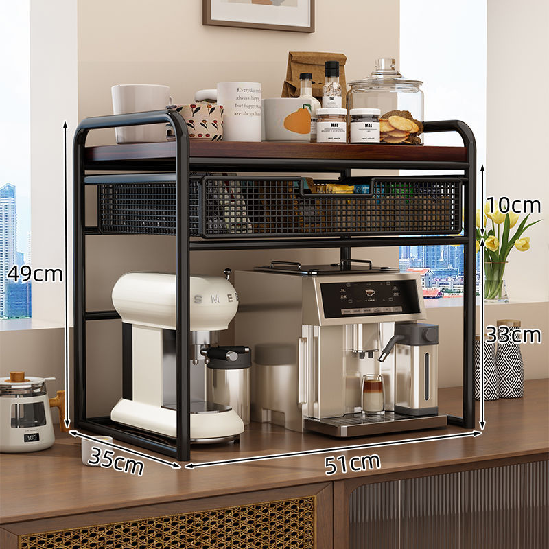 Coffee machine desktop storage rack tea bag coffee storage rack with drawer pull-out new arrival countertop multi-layer storage rack