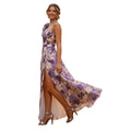 e-commerce amazon 2026 new summer slim-fit, waist-defining, one-shoulder, printed, slit maxi dress