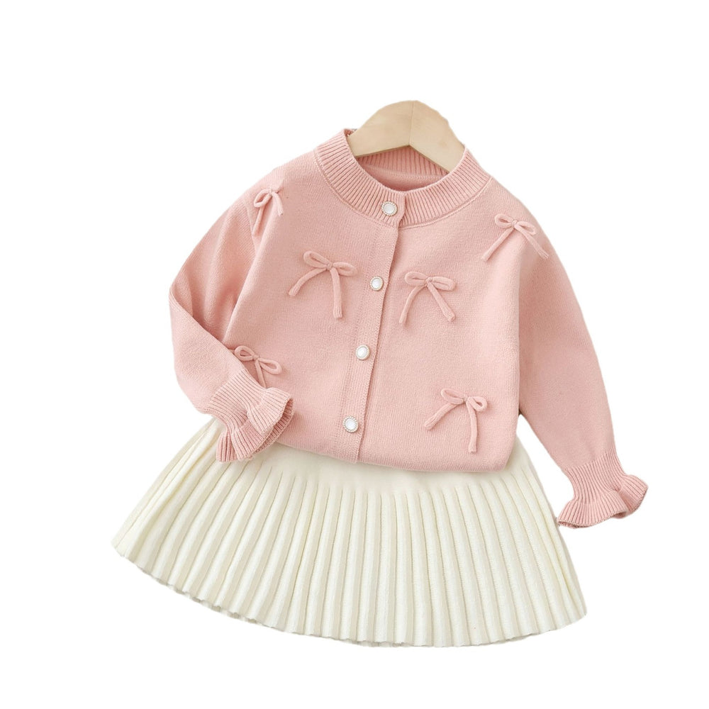 Baby girl's autumn jacket, new autumn cardigan, stylish girls' two-piece set, children's sweater outfit