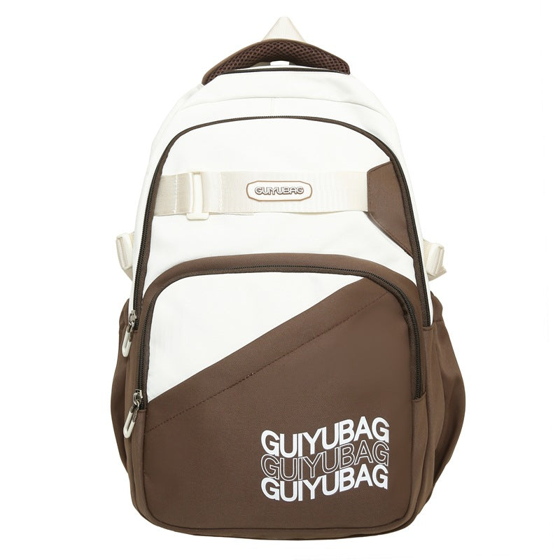 School bag male junior high school student high school student large capacity lightweight backpack simple texture backpack student school bag nylon