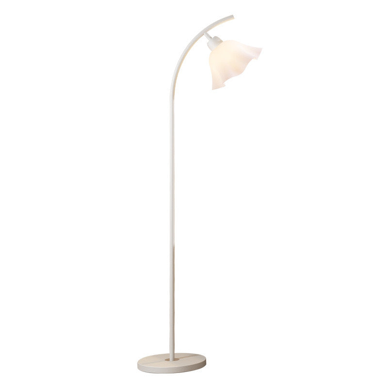 Cream petal full spectrum floor lamp - stepless dimming smart eye-care lighting for living room, bedside table, study, and bedroom