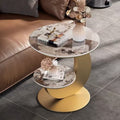 Sofa side table small coffee table living room modern italianaccessible luxury slate double layer round table corner table creative side table new arrival