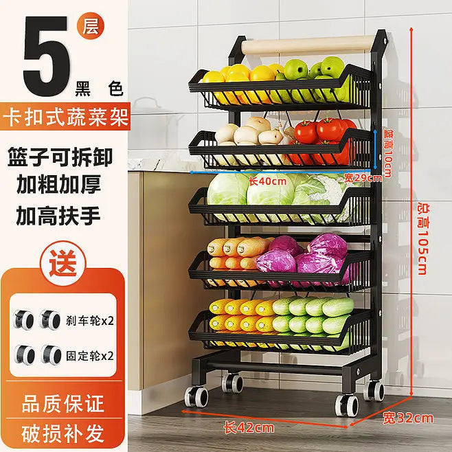 Shelf kitchen floor seasoning vegetable storage rack trolley sundries storage rack adjustable multi-layer trolley