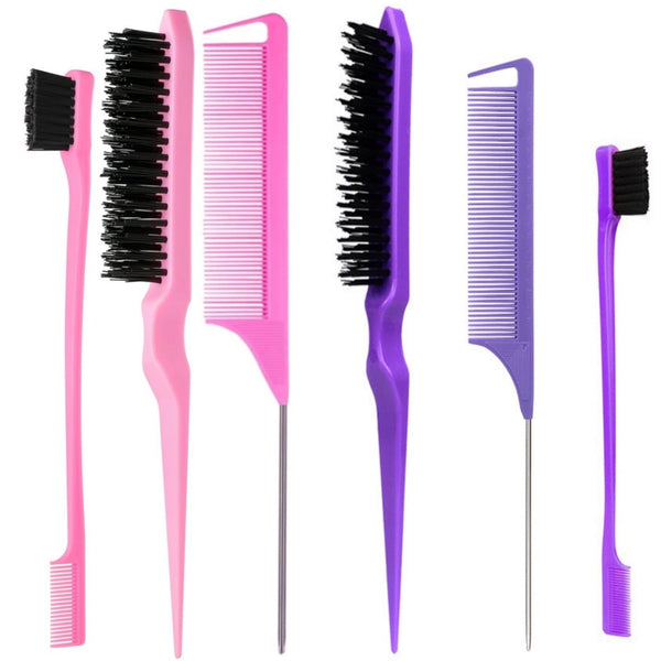 Cross-border spot hairdressing set, three-piece set, steel needle tip tail comb, partition highlights, double-head eyebrow brush, edge brush, hair comb.