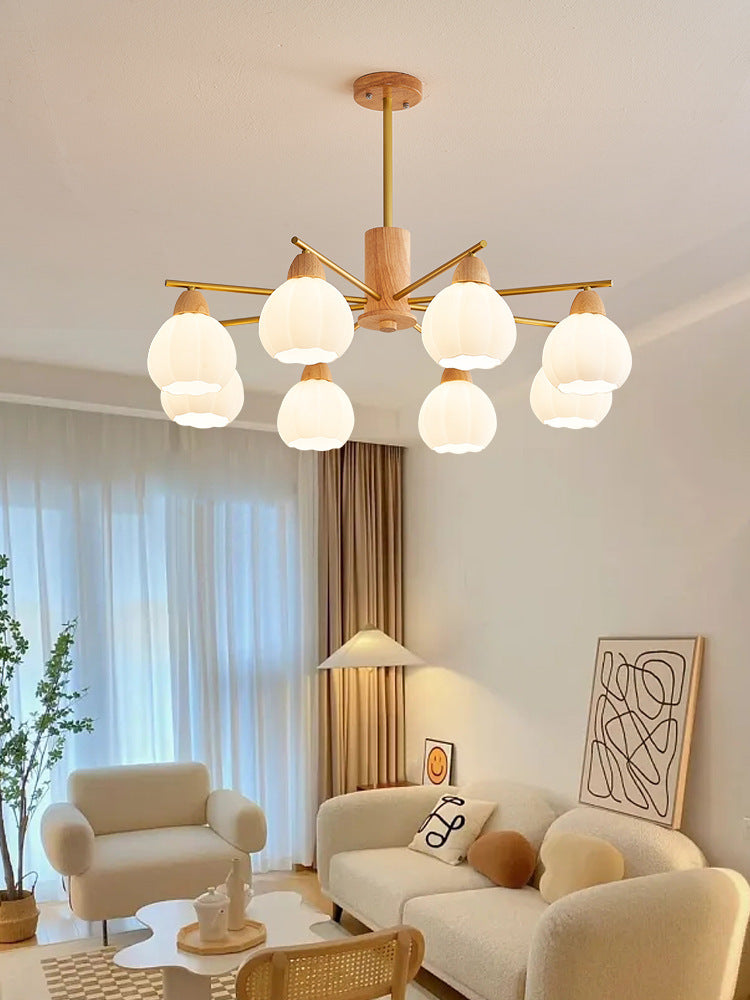 Log living room chandelier dining room light Japanese-style wabi-sabi wind homestay lighting retro wind hotel shop light bedroom lighting