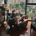 Lazy sofa single living room italian retrocasual designer accessible luxury solid wood jersey sofa chair lounge chair