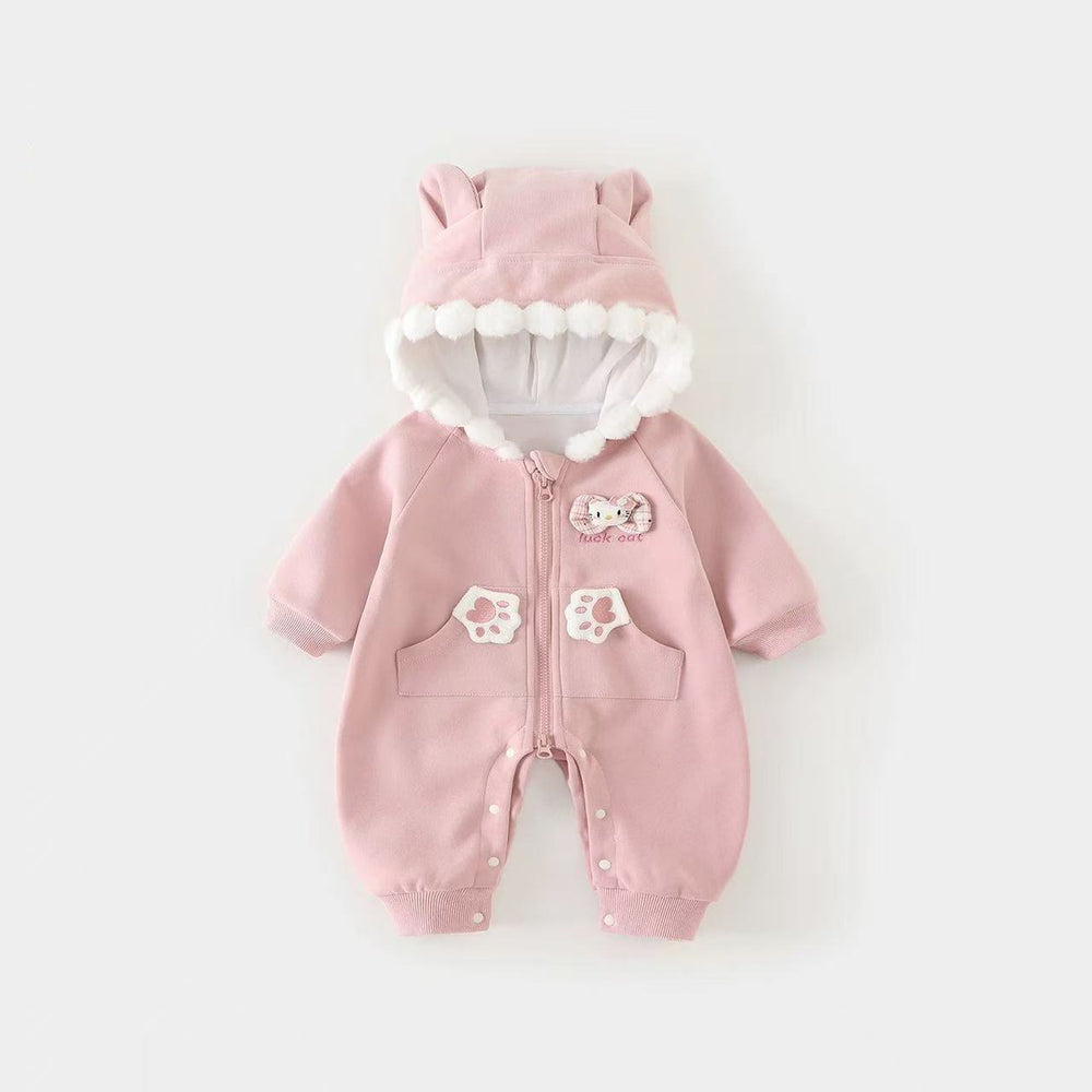 Spring & fallnew arrival baby k-style khaki spring & fall baby infant cute outing cat clothes one-piece romper