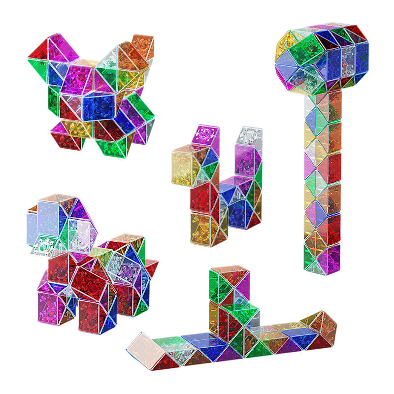 New variety rainbow magic ruler hollow colorful 24 sections 36 sections 48 sections 60 sections 72 sections rubik's cube educational kids toy