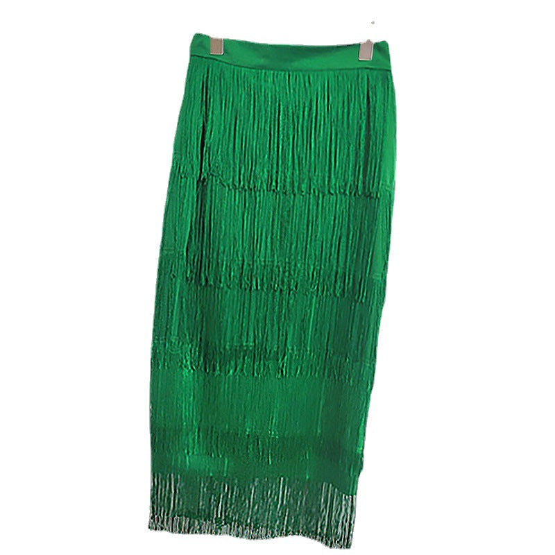 High waist hip skirt plus size silmcasualeasiest for matchpatchwork tassel ol women's skirt pencil skirt skirt