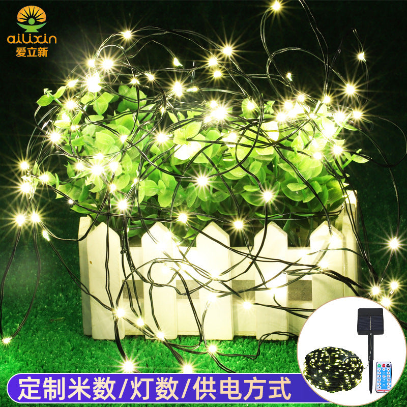 Cross-border PVC copper wire light string outdoor waterproof solar LED light string Christmas decoration project lighting leather wire light string