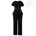 D618 european and american style summer women's outfit: chic button-down casual short-sleeve top and pants two-piece fashion african set