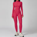 color block stand collar jumpsuit half-zip one-piece activewear women's high-intensity workout yoga suit 9326