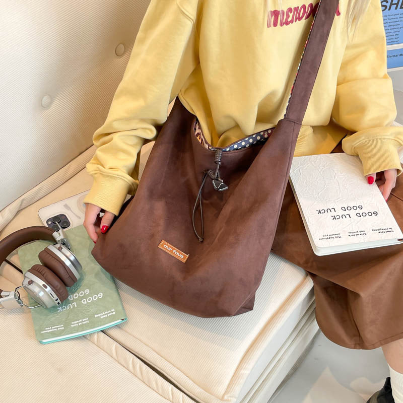 European and american style retro niche crossbody bag korean double-sided backpack trendy printed large capacity work commute tote bag
