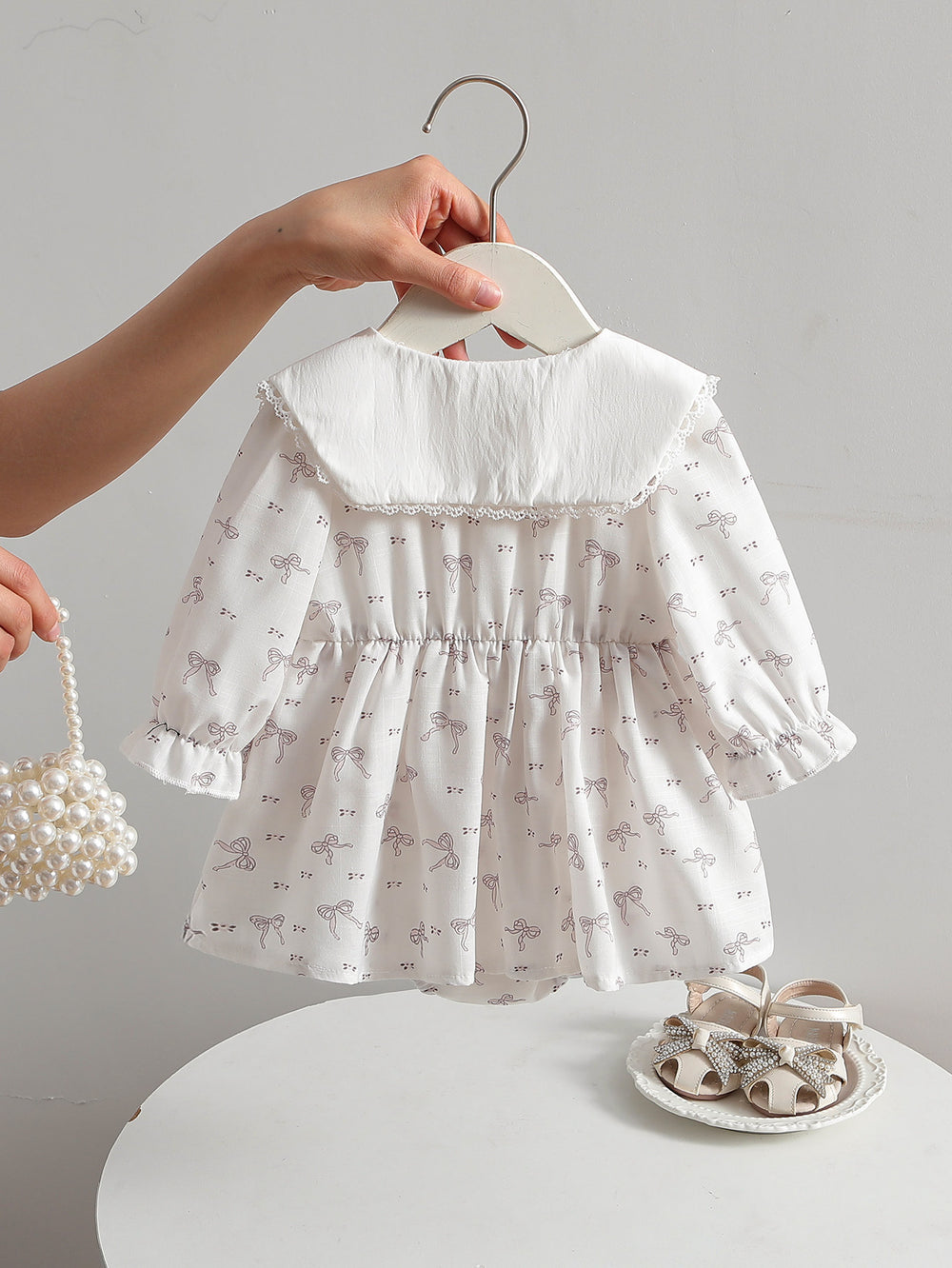cross-border exclusive: sweet bow embroidered baby romper - triangle bodysuit/hoodie
