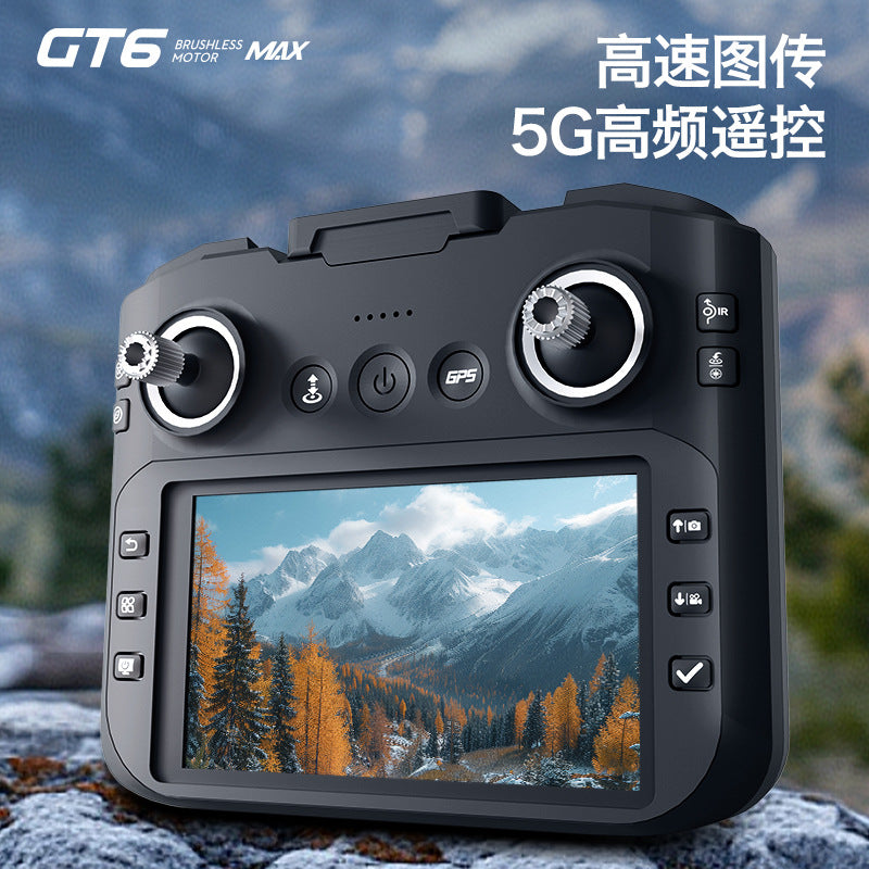 Gt6 drone: gps auto-return, hd aerial photography, extended flight time, brushless motor, 5.64inch large screen remote control aircraft