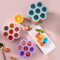 Food-grade silicone 7-cavity grapefruit-shaped jelly mold, home ice cube tray, baby food refrigeration box, ice mold with lid