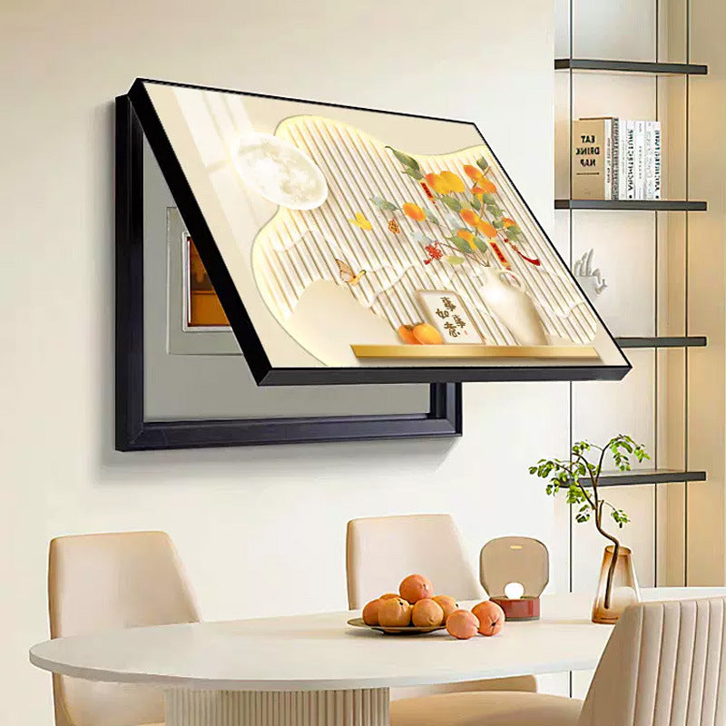 Persimmon Ruyi meter box decorative painting cream wind free punching distribution box multimedia switch box mural