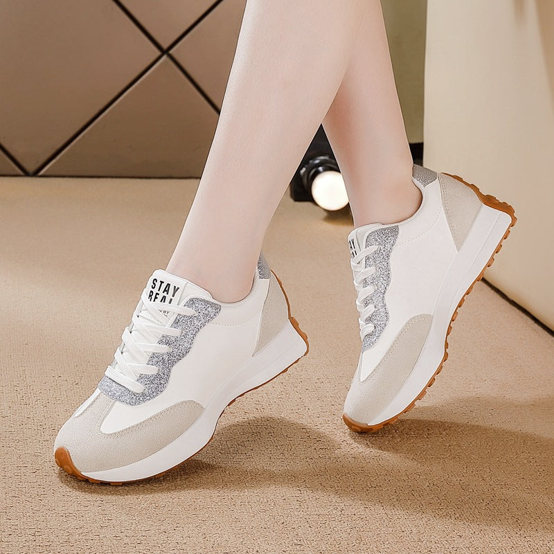 foreign trade plus size women's shoes new arrival leather sneakers women's casualflatscasual soft bottom running dad