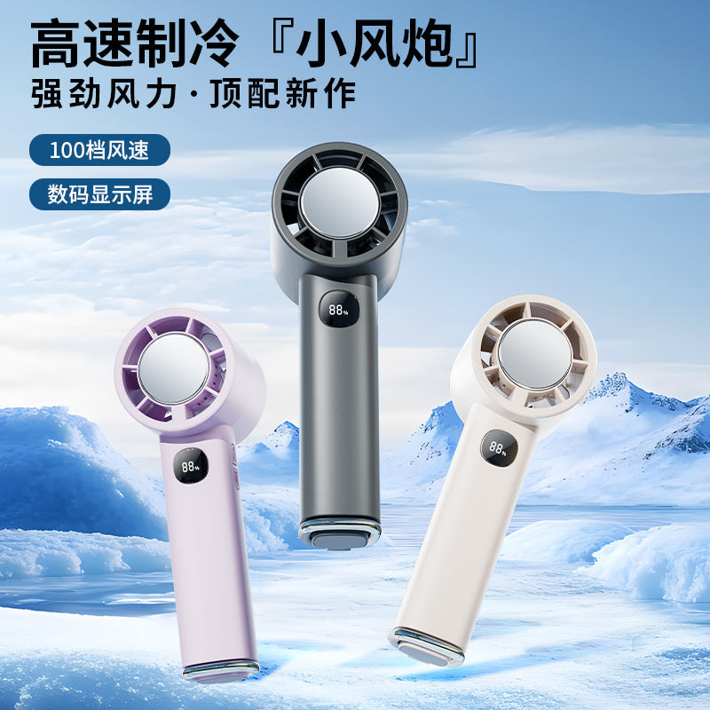 new arrival high-speed cooling fan outdoor portable handheld high wind power digital display turbine fan factory wholesale