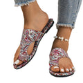 Fashionexportnew arrivalplus sizeflats cross strap slippers for women outwear graffiti cloth surface lightweight beach sandals