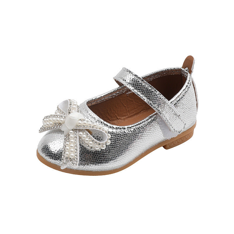 Girls' princess shoes, pearl leather shoes for baby girls, new summer soft-soled children's shoes, toddler shoes, baby single shoes for summer