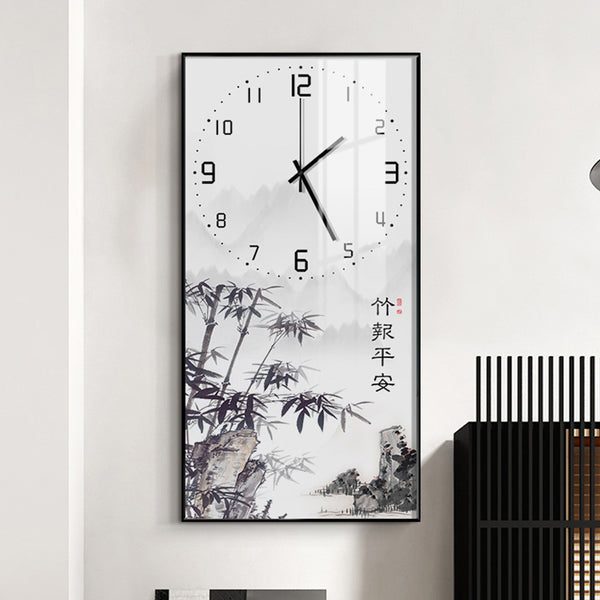 When bamboo is silent, clocks and watches, study, tea room, decorative painting, living room, dining room, household wall clock, new Chinese bamboo painting